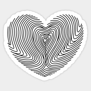 Finger printing heart black colour Sticker